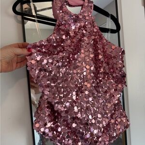 Sequined Halter Shell Top in Rose Pink